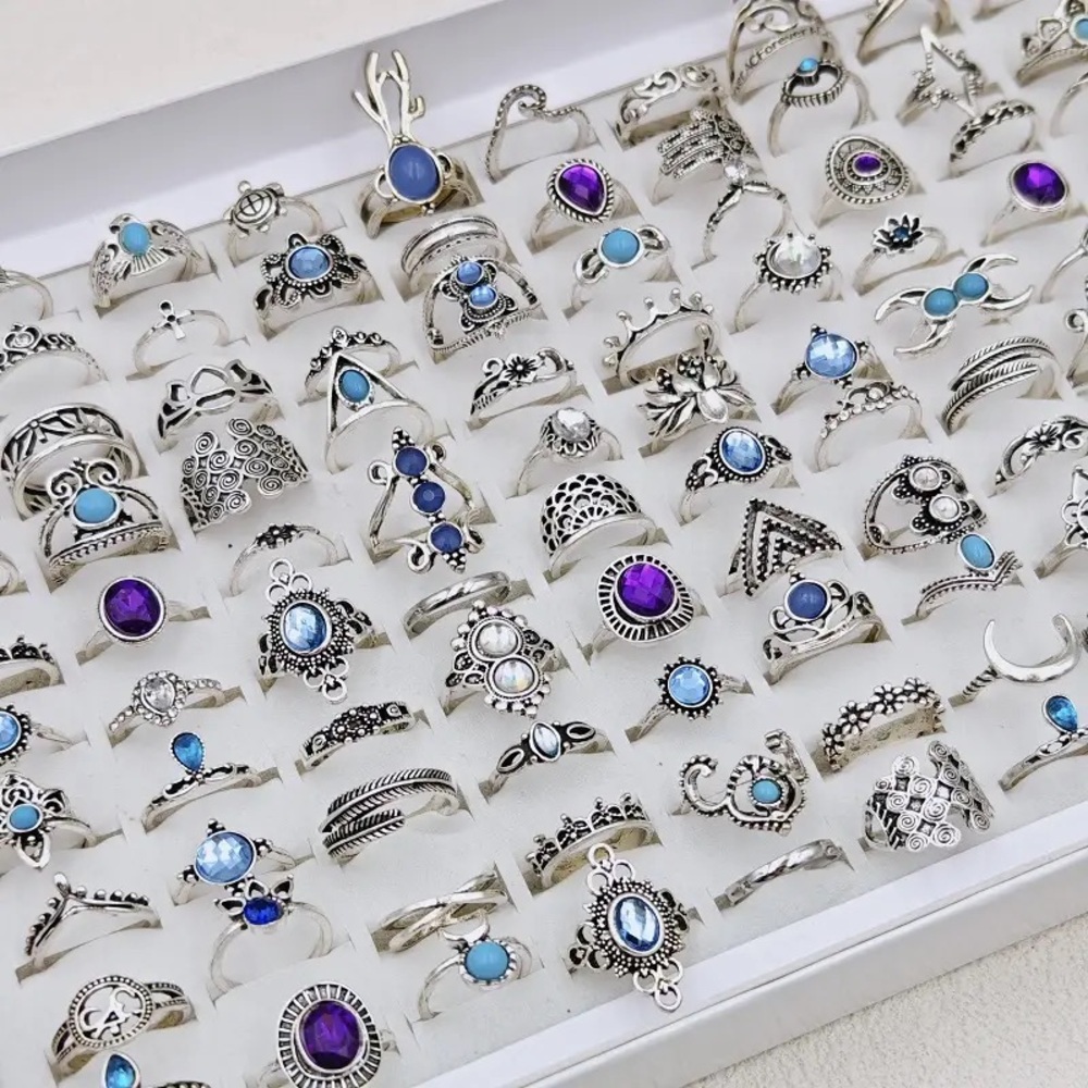 36 Pcs vintage silver Rings Set for Women, Stackable Rings - Rings Pack for Gift - Picture 3 of 5